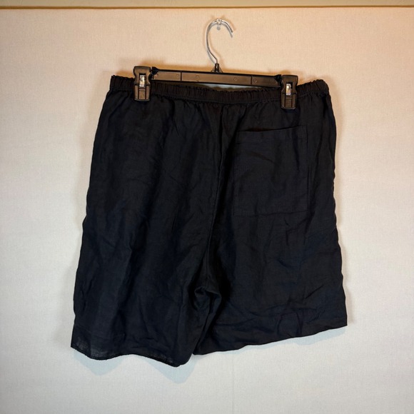 J.Crew Womens Black Linen Velvet Stripe Elastic Waist Shorts Medium Black - Picture 2 of 9